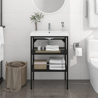 Struttura per Lavabo da Bagno Nera 59x38x83 cm in Ferro cod mxl 71577