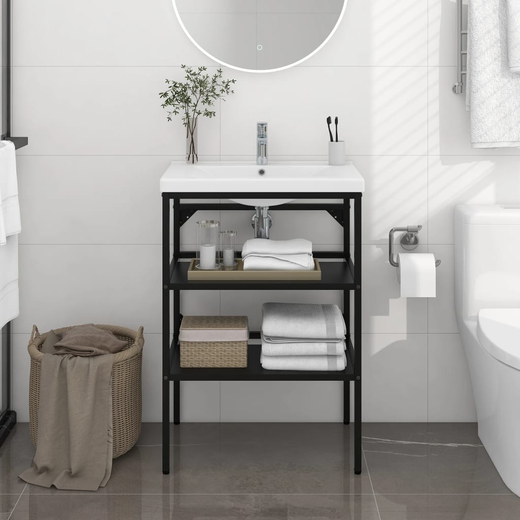 Struttura per Lavabo da Bagno Nera 59x38x83 cm in Ferro 338488