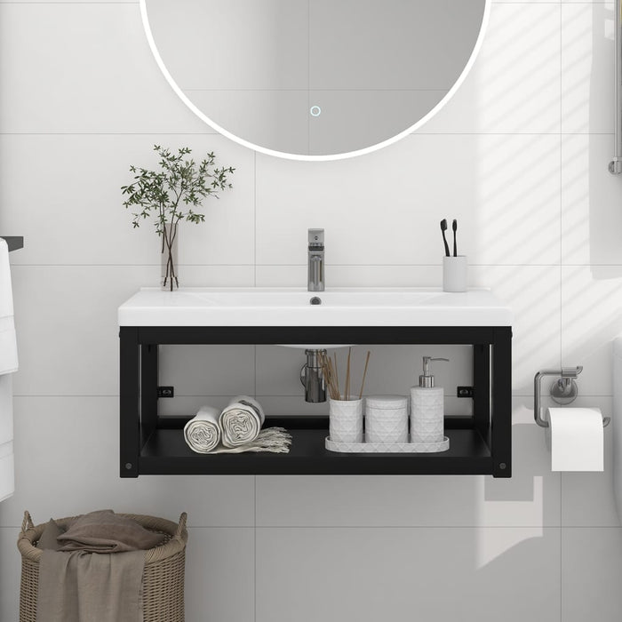 Struttura per Lavabo a Parete Nera 79x38x31 cm in Ferro cod mxl 71580