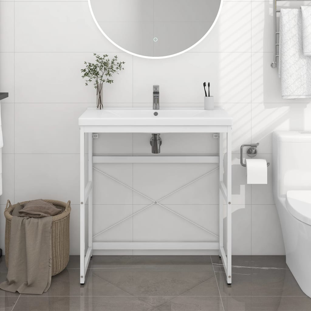 Struttura per Lavabo da Bagno Bianca 79x38x83 cm in Ferro 338498