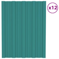 Pannelli da Tetto 12 pz in Acciaio Zincato Verde 60x45 cm 317187