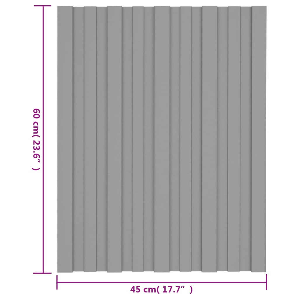 Pannelli da Tetto 12 pz in Acciaio Zincato Grigio 60x45 cm 317189