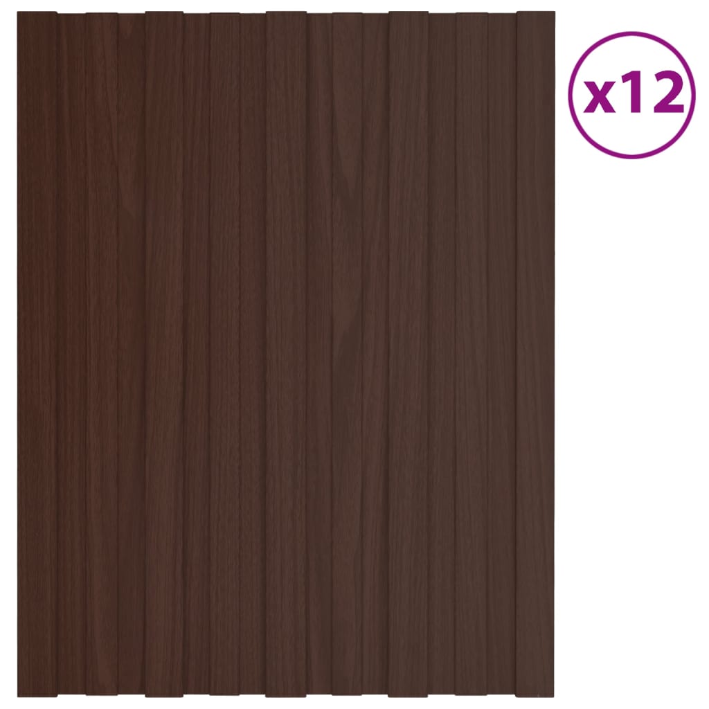 Pannelli da Tetto 12 pz in Acciaio Zincato Marrone 60x45 cm cod mxl 58758