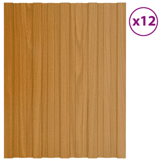 Pannelli da Tetto 12 pz Acciaio Zincato Legno Chiaro 60x45 cm cod mxl 60632