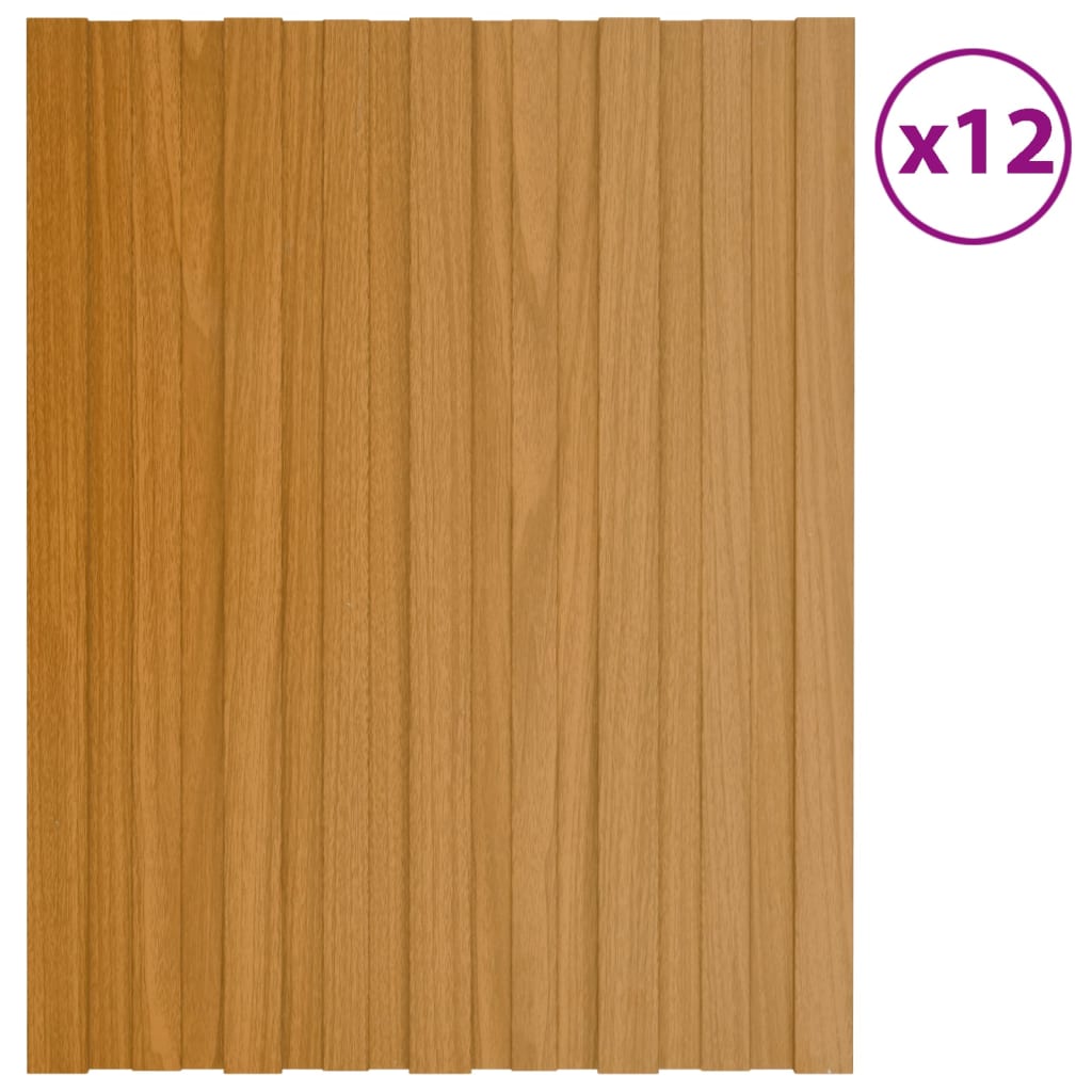 Pannelli da Tetto 12 pz Acciaio Zincato Legno Chiaro 60x45 cm 317195