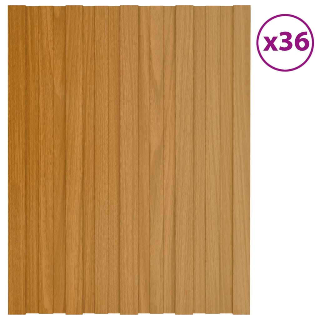 Pannelli da Tetto 36 pz Acciaio Zincato Legno Chiaro 60x45 cm