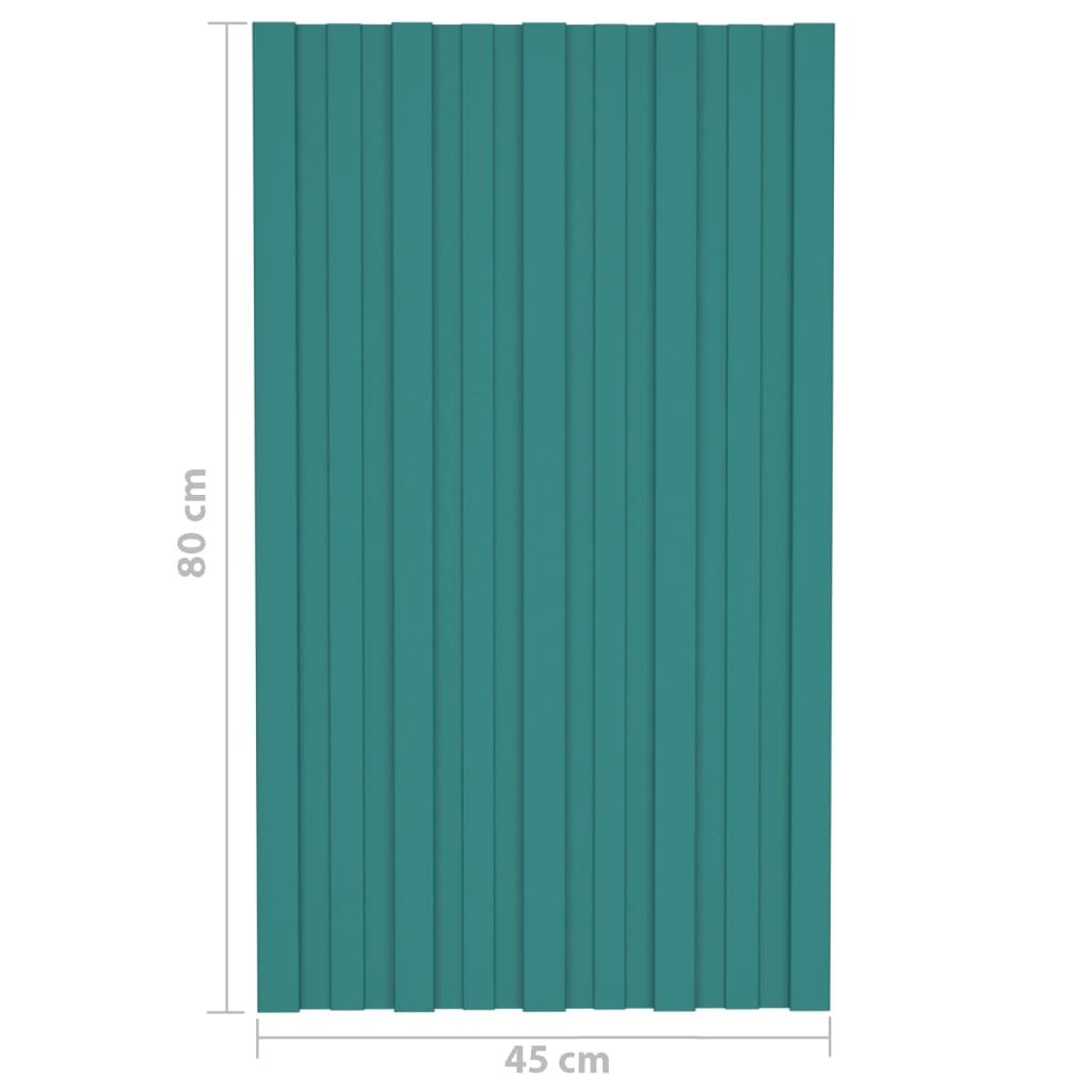 Pannelli da Tetto 12 pz in Acciaio Zincato Verde 80x45 cm 317199