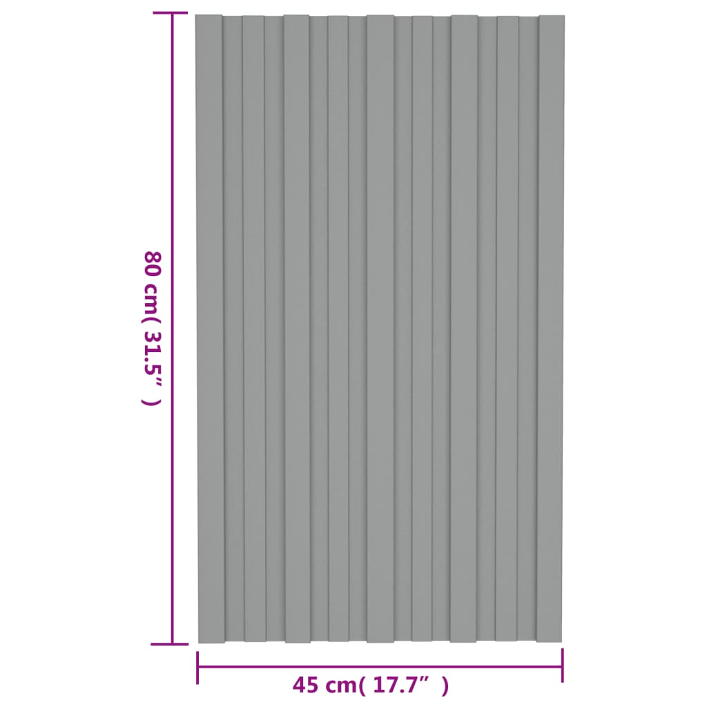 Pannelli da Tetto 12 pz in Acciaio Zincato Grigio 80x45 cm cod mxl 62754