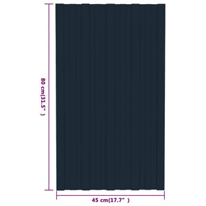 Pannelli da Tetto 36 pz in Acciaio Zincato Antracite 80x45 cm