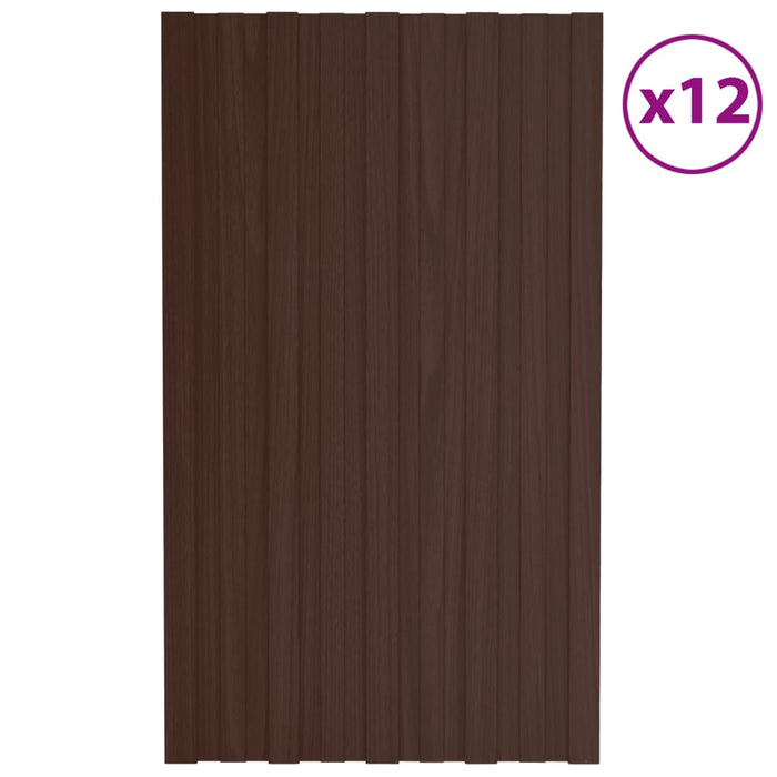 Pannelli da Tetto 12 pz in Acciaio Zincato Marrone 80x45 cm cod mxl 64889