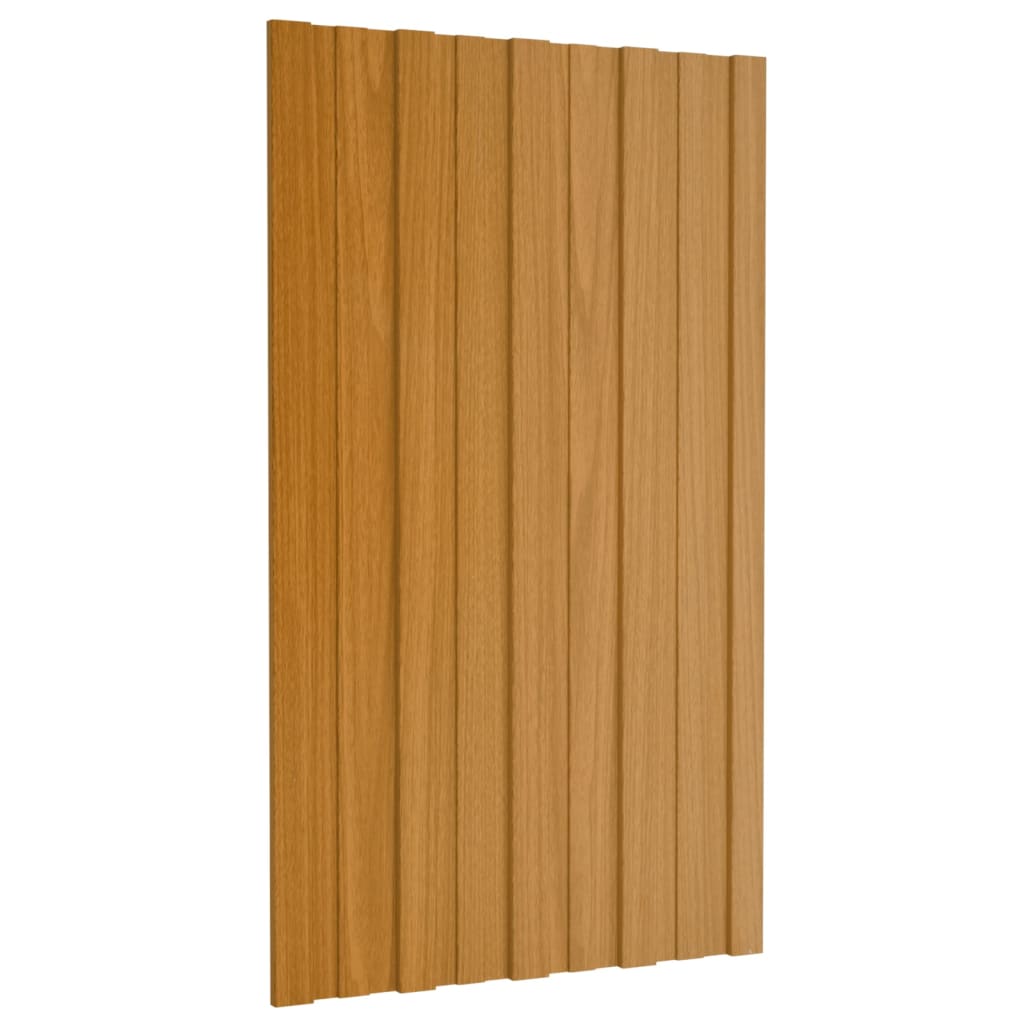 Pannelli da Tetto 12 pz Acciaio Zincato Legno Chiaro 80x45 cm 317207