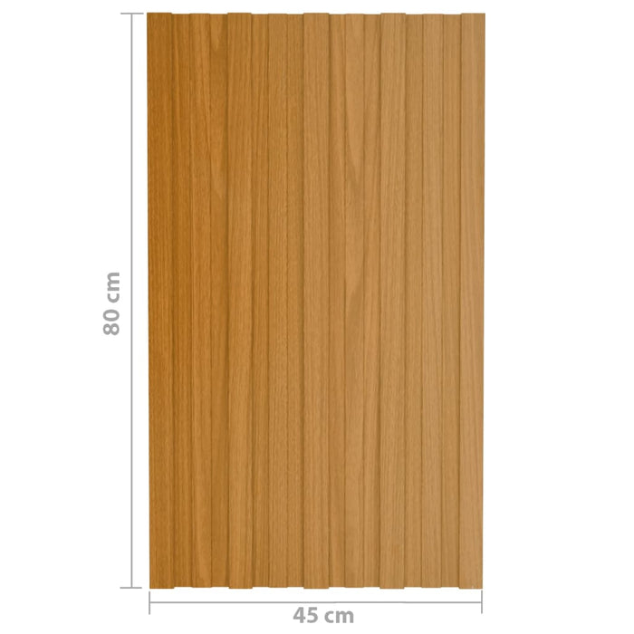 Pannelli da Tetto 12 pz Acciaio Zincato Legno Chiaro 80x45 cm 317207