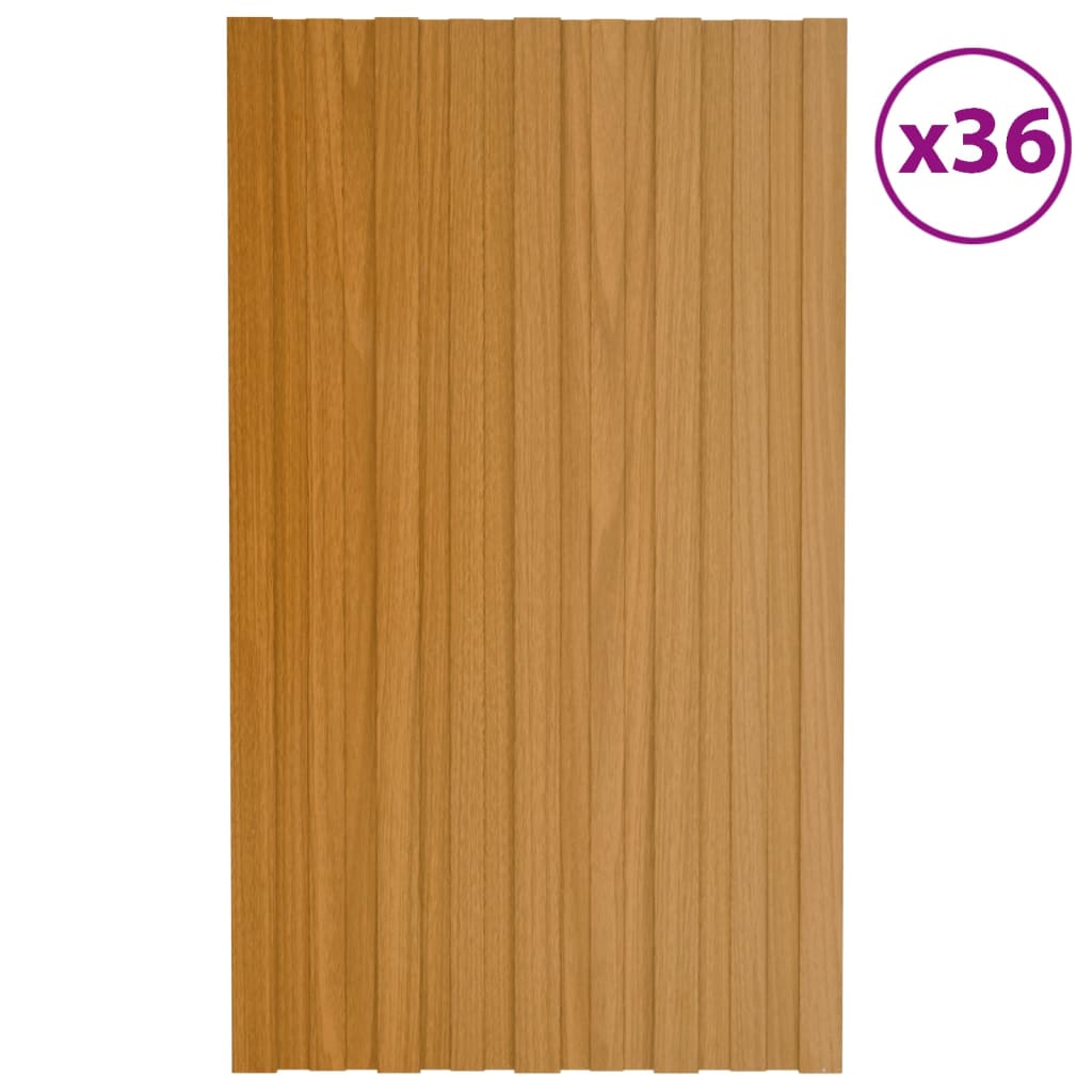 Pannelli da Tetto 36 pz Acciaio Zincato Legno Chiaro 80x45 cm 317208