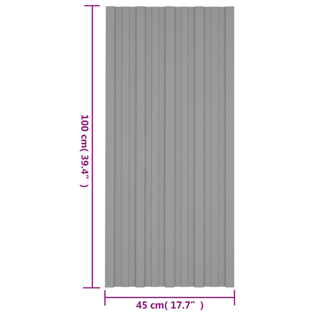 Pannelli da Tetto 36 pz in Acciaio Zincato Grigio 100x45 cm