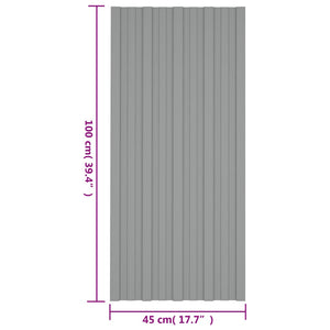 Pannelli da Tetto 36 pz in Acciaio Zincato Grigio 100x45 cm