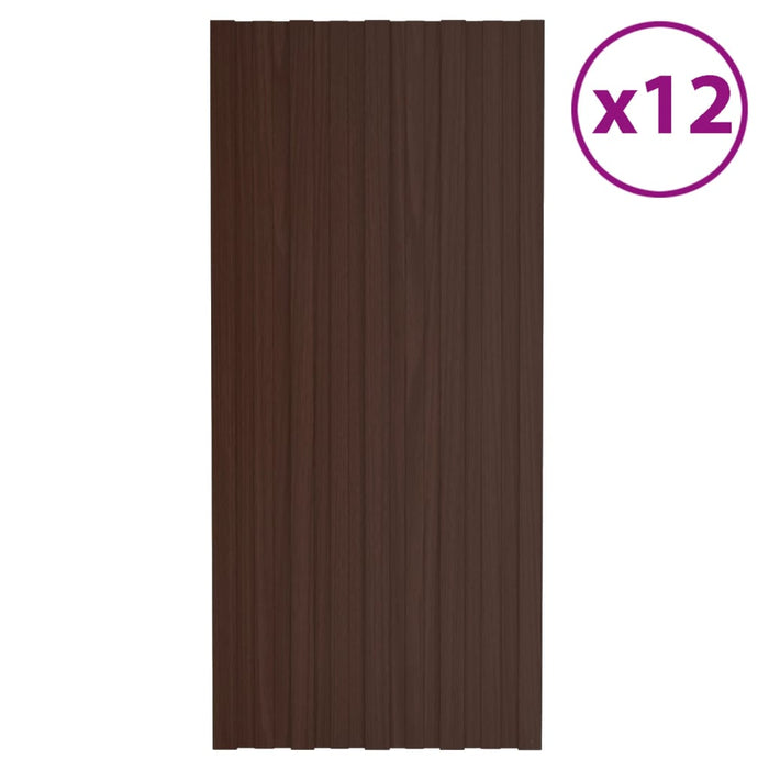 Pannelli da Tetto 12 pz in Acciaio Zincato Marrone 100x45 cm 317217