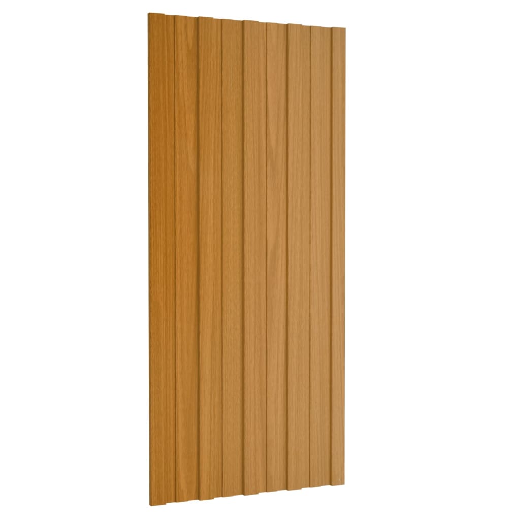 Pannelli da Tetto 12 pz Acciaio Zincato Legno Chiaro 100x45 cm