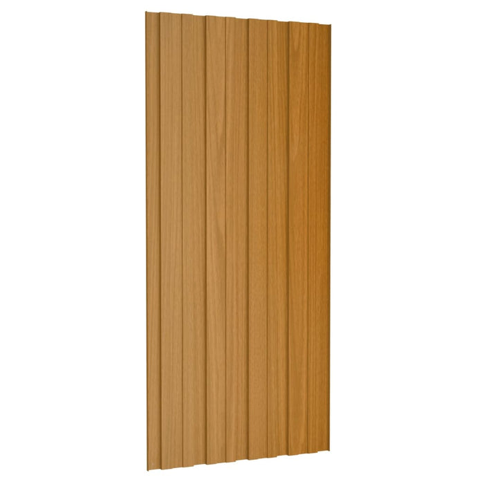 Pannelli da Tetto 12 pz Acciaio Zincato Legno Chiaro 100x45 cm