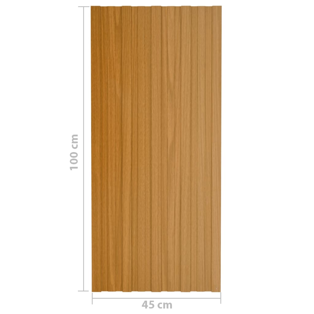 Pannelli da Tetto 12 pz Acciaio Zincato Legno Chiaro 100x45 cm