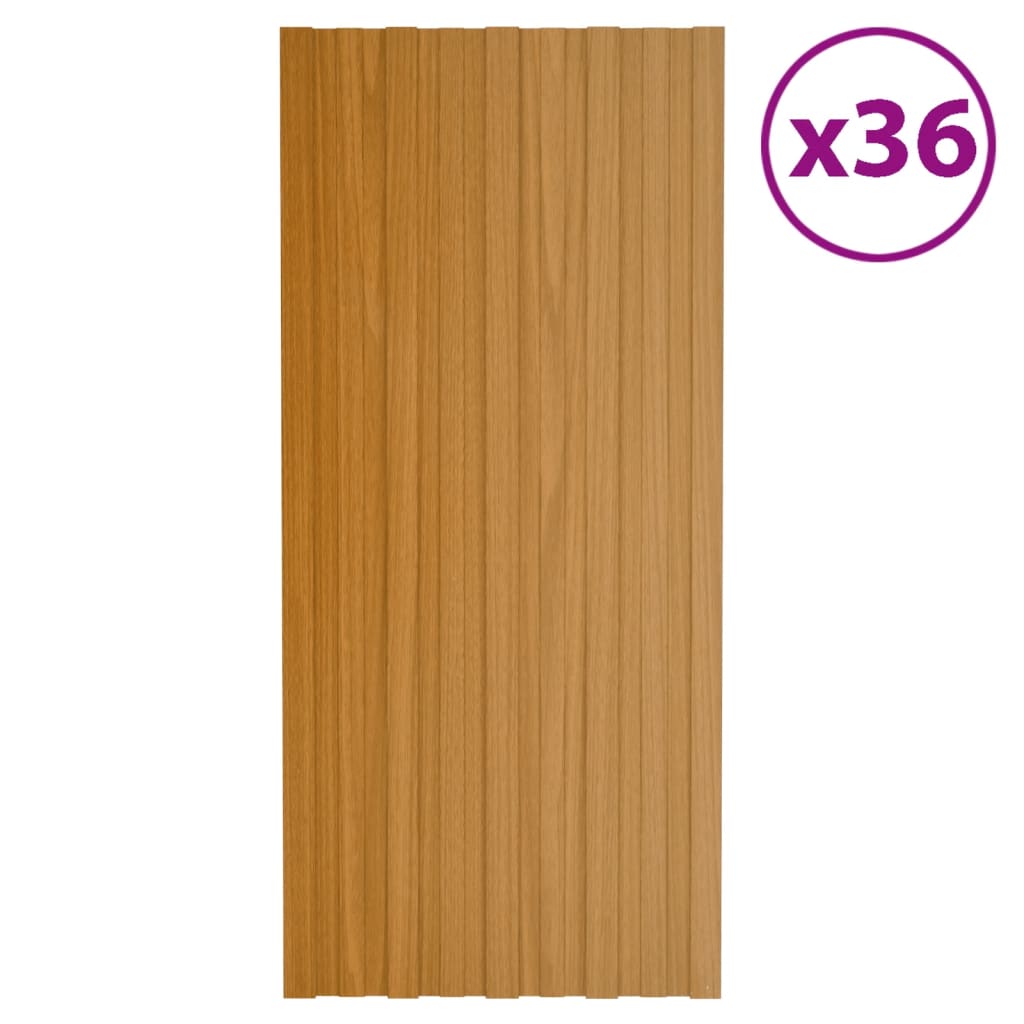 Pannelli da Tetto 36 pz Acciaio Zincato Legno Chiaro 100x45 cm 317220