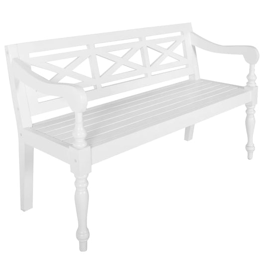 Panca Batavia 123 cm in Legno Massello di Mogano Bianco cod mxl 51739