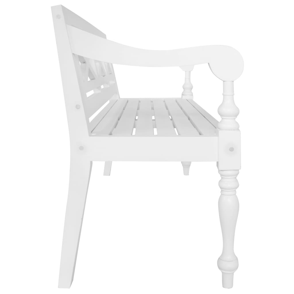 Panca Batavia 123 cm in Legno Massello di Mogano Bianco 337077