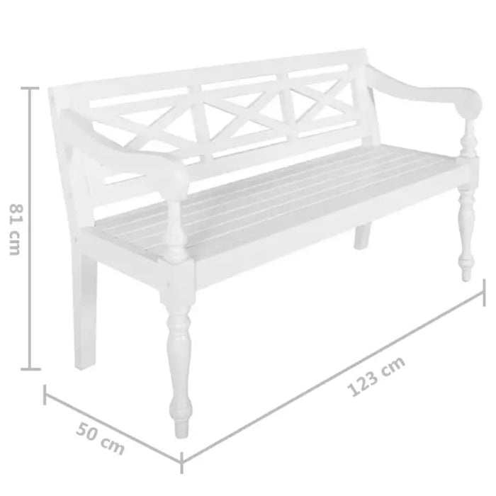 Panca Batavia 123 cm in Legno Massello di Mogano Bianco cod mxl 51739