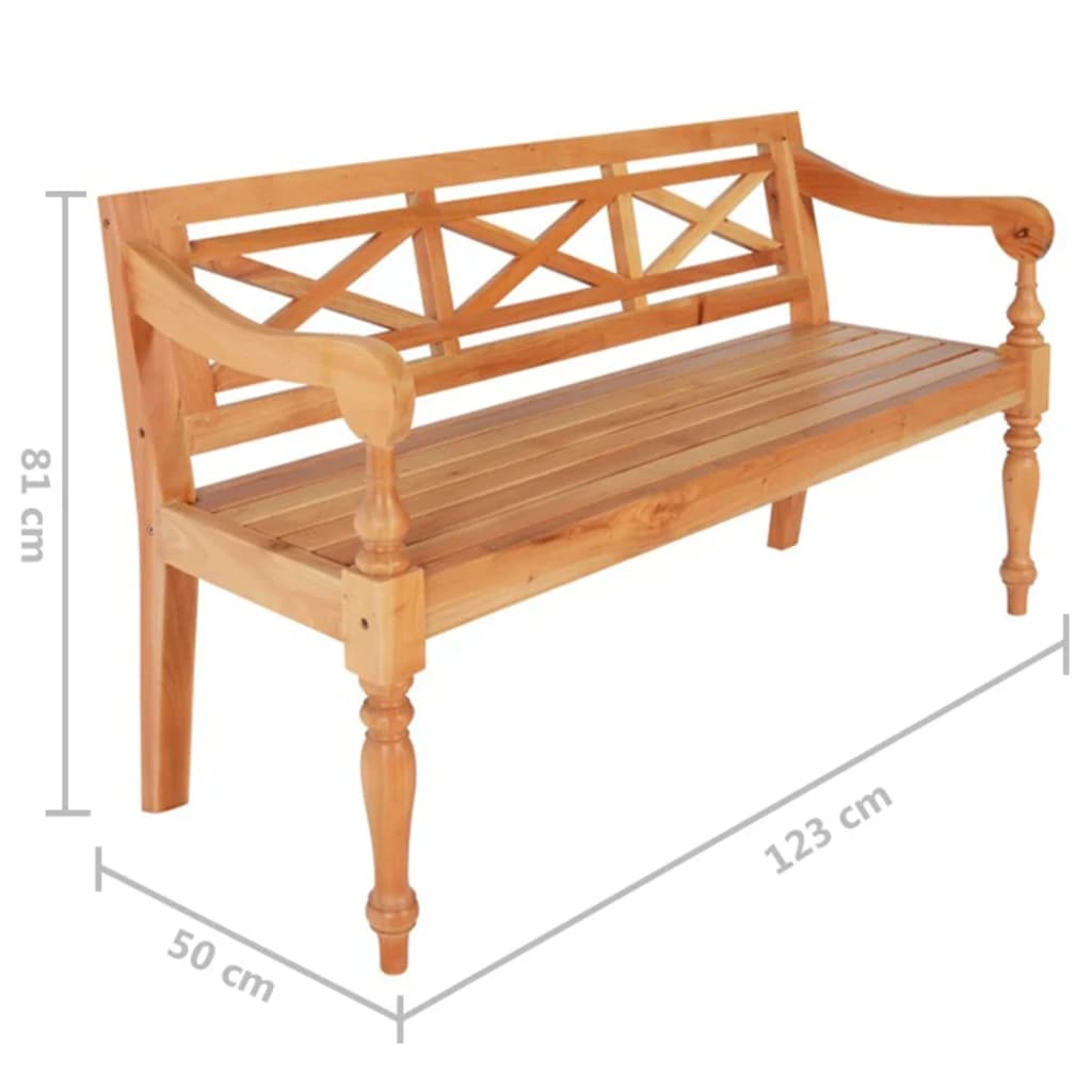 Panca Batavia 123 cm in Legno Massello di Mogano Marrone Chiaro cod mxl 49011