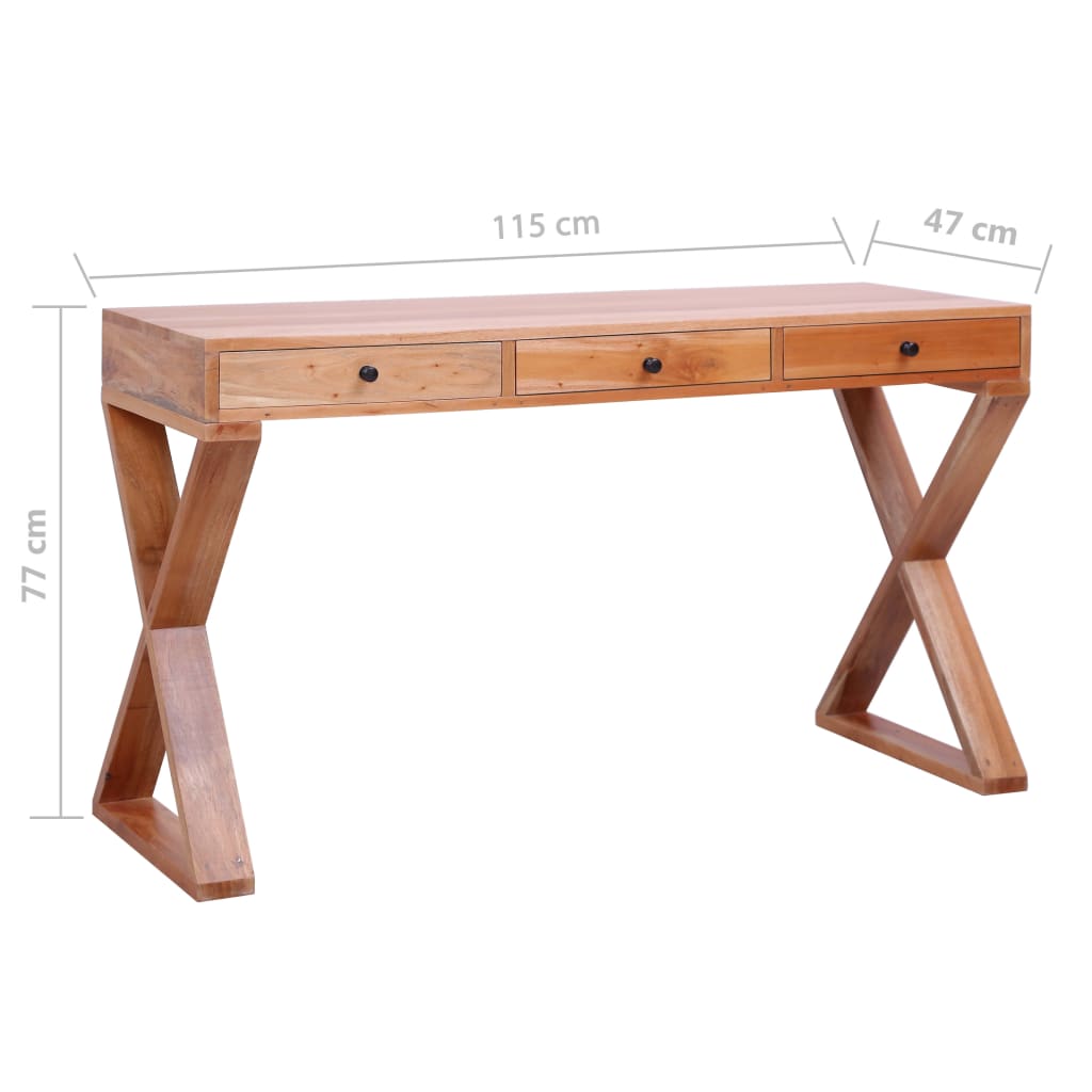 Scrivania per PC Naturale 115x47x77cm Legno Massello di Mogano 337083