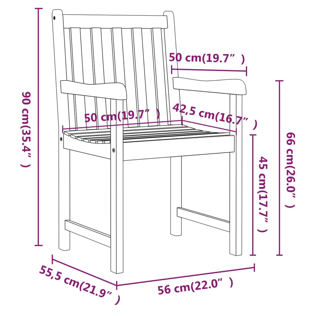 Sedie da Giardino 2 pz in Legno Massello d'Acacia  cod mxl 11842