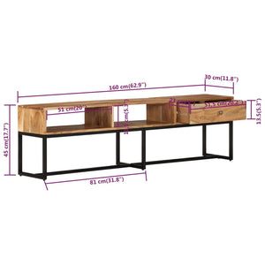 Mobile Porta TV 160x30x45 cm in Legno Massello di Acacia  cod mxl 24091