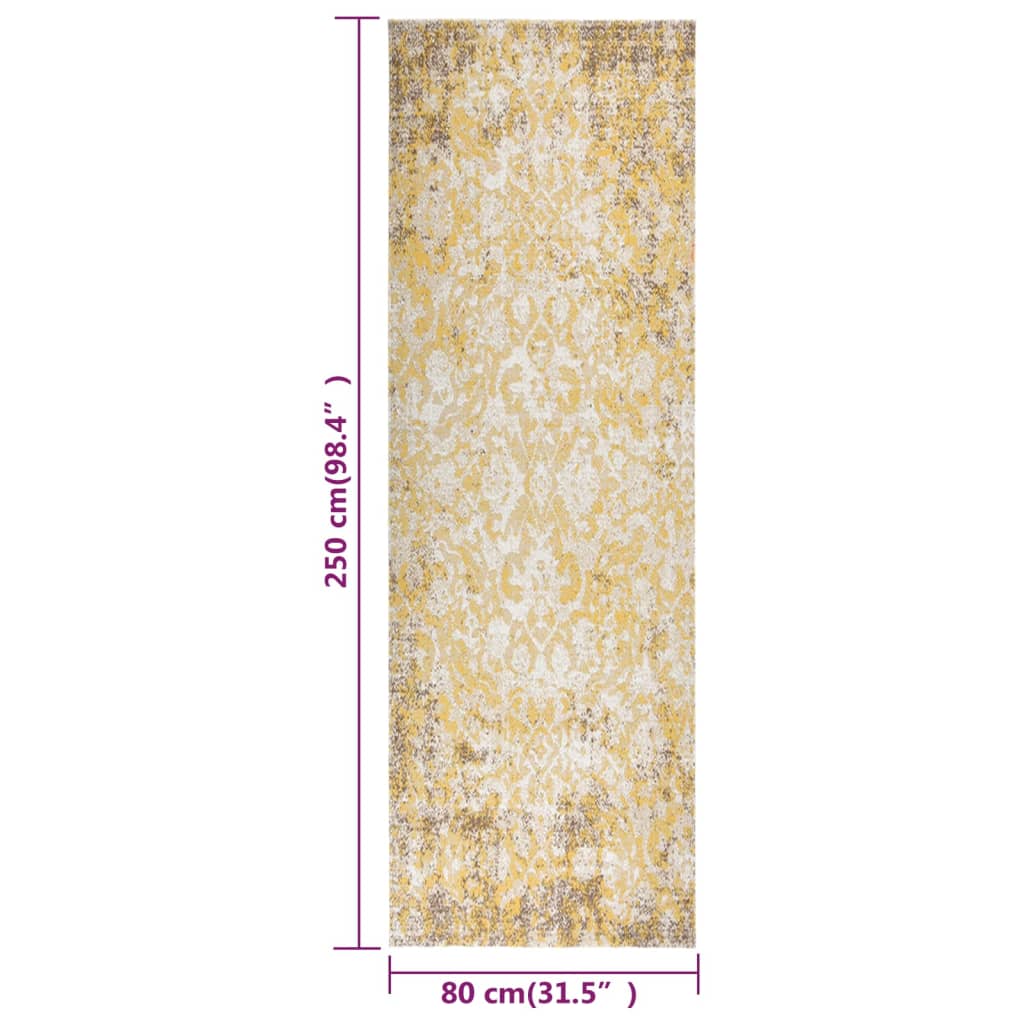 Tappeto da Esterni a Tessitura Piatta 80x250 cm Giallo 317043