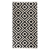 Tappeto da Esterni a Tessitura Piatta 80x150 cm Nero e Beige 317066