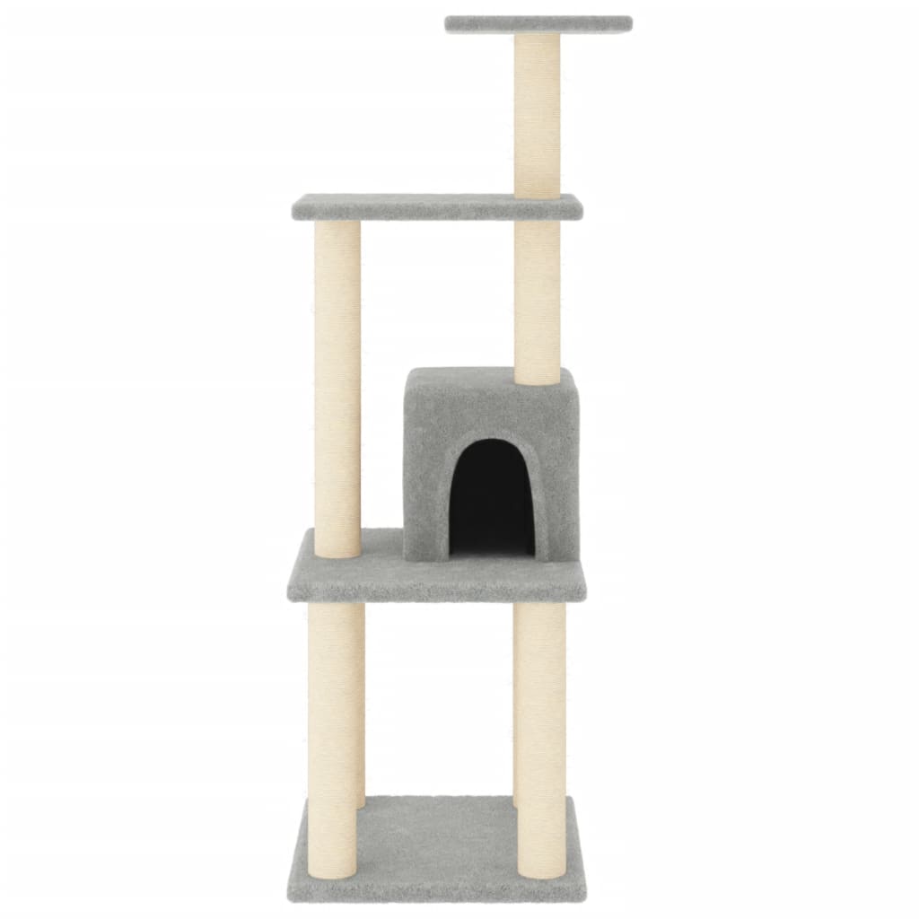 Albero per Gatti con Tiragraffi in Sisal Grigio Chiaro 105 cm 171467