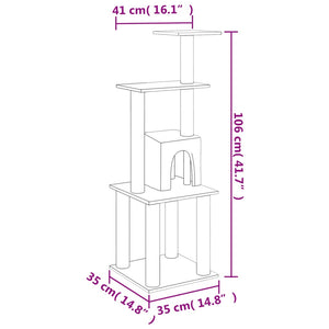 Albero per Gatti con Tiragraffi in Sisal Grigio Chiaro 105 cm