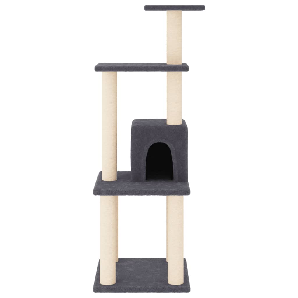 Albero per Gatti con Tiragraffi in Sisal Grigio Scuro 105 cm 171468