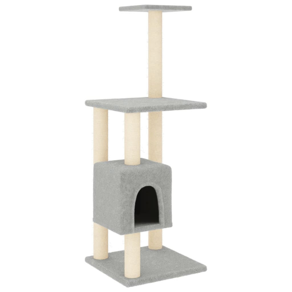 Albero per Gatti con Tiragraffi in Sisal Grigio Chiaro 104 cm 171470