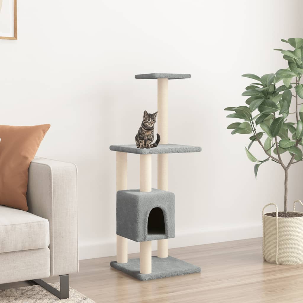 Albero per Gatti con Tiragraffi in Sisal Grigio Chiaro 104 cm 171470