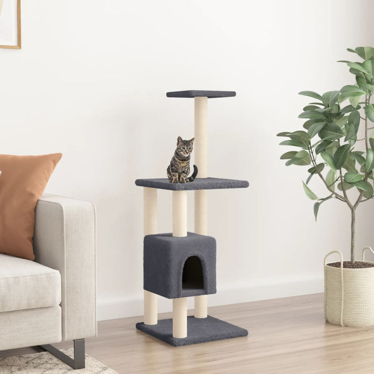 Albero per Gatti con Tiragraffi in Sisal Grigio Scuro 104 cm 171471