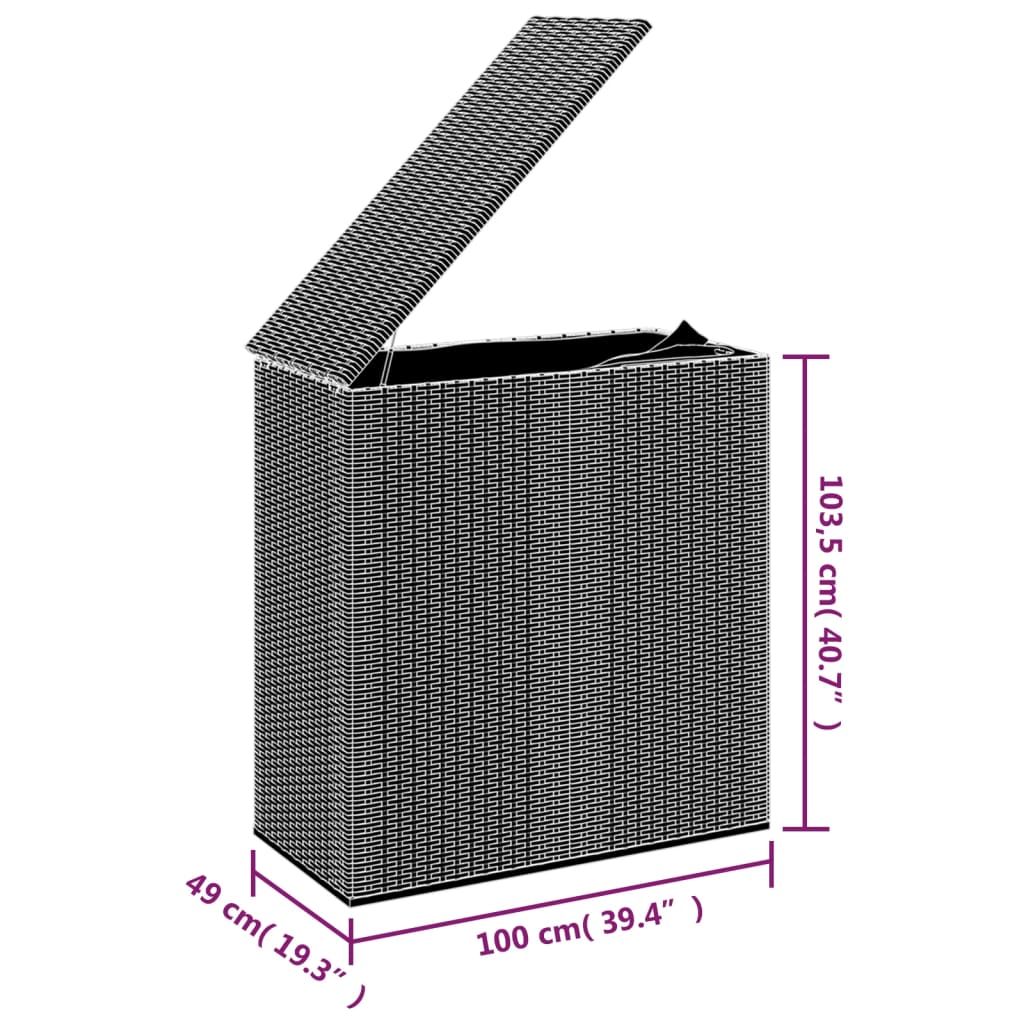 Contenitore Cuscini da Giardino Rattan PE 100x49x103,5 cm Nero 317223