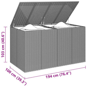 Contenitore da Giardino in Rattan PE 194x100x103 cm Marrone cod mxl 71065