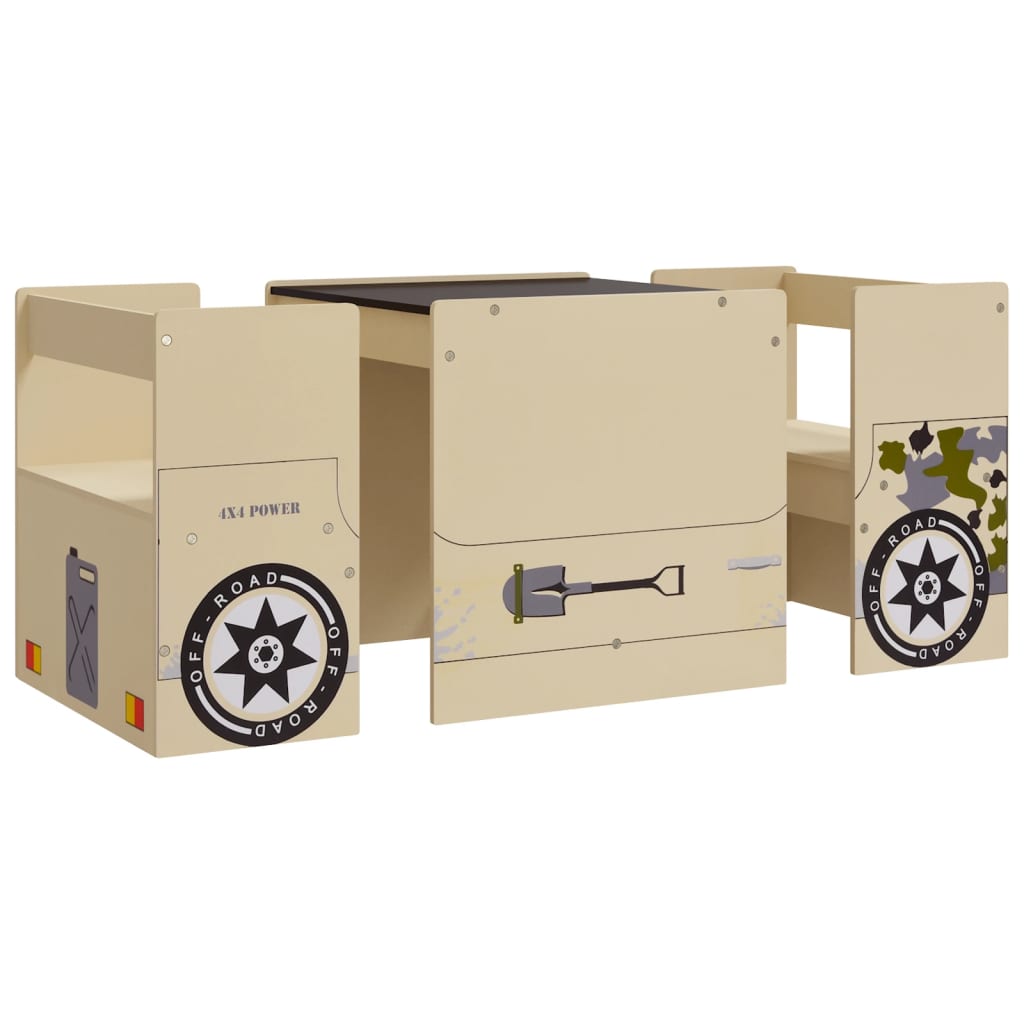 Set Tavolo e Sedia per Bambini 3 pz Auto Fuoristrada in MDF cod mxl 68051