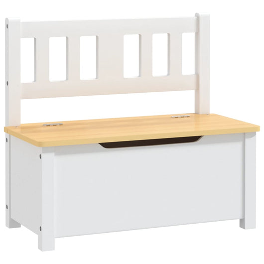 Cassapanca per Bambini Bianca e Beige 60x30x55 cm in MDF 10408