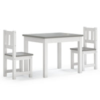 Set Tavolo e Sedie per Bambini 3 Pezzi Bianco e Grigio in MDF 10409