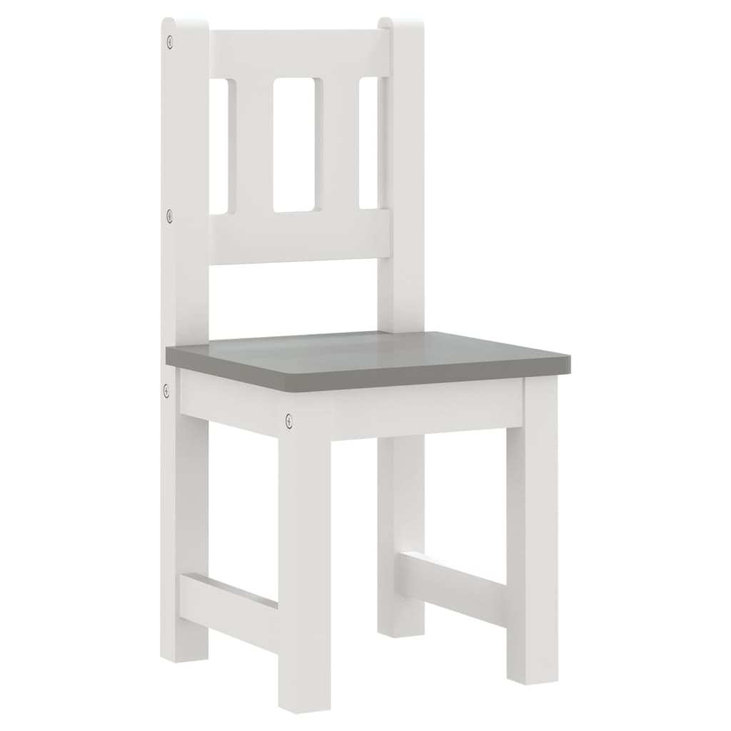 Set Tavolo e Sedie per Bambini 3 Pezzi Bianco e Grigio in MDF 10409