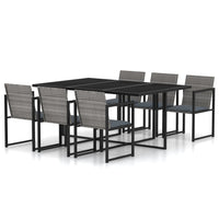 Set da Pranzo per Esterni 7 pz con Cuscini in Polyrattan Grigio 317185