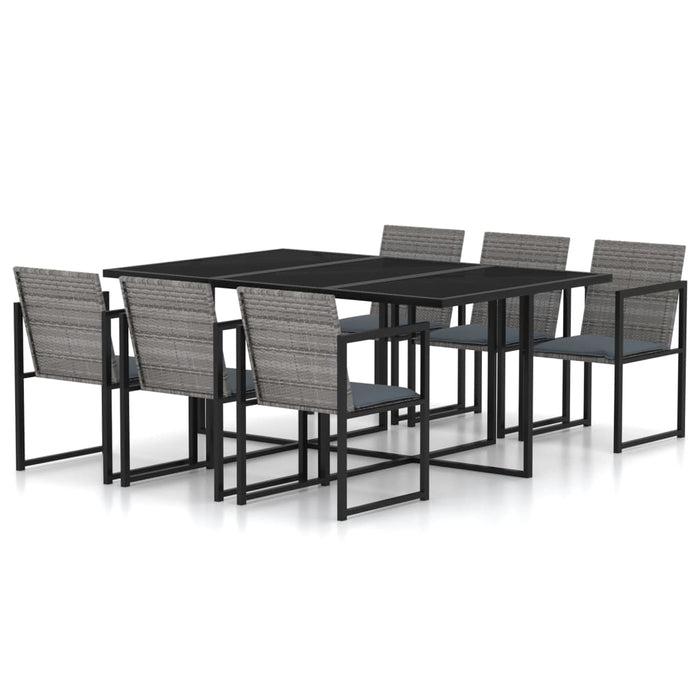 Set da Pranzo per Esterni 7 pz con Cuscini in Polyrattan Grigiocod mxl 119348