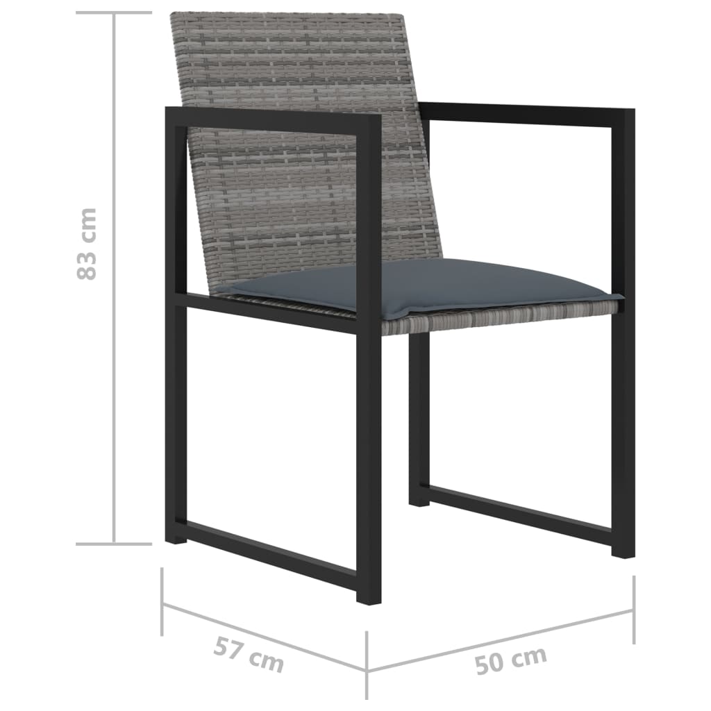 Set da Pranzo per Esterni 7 pz con Cuscini in Polyrattan Grigio 317185