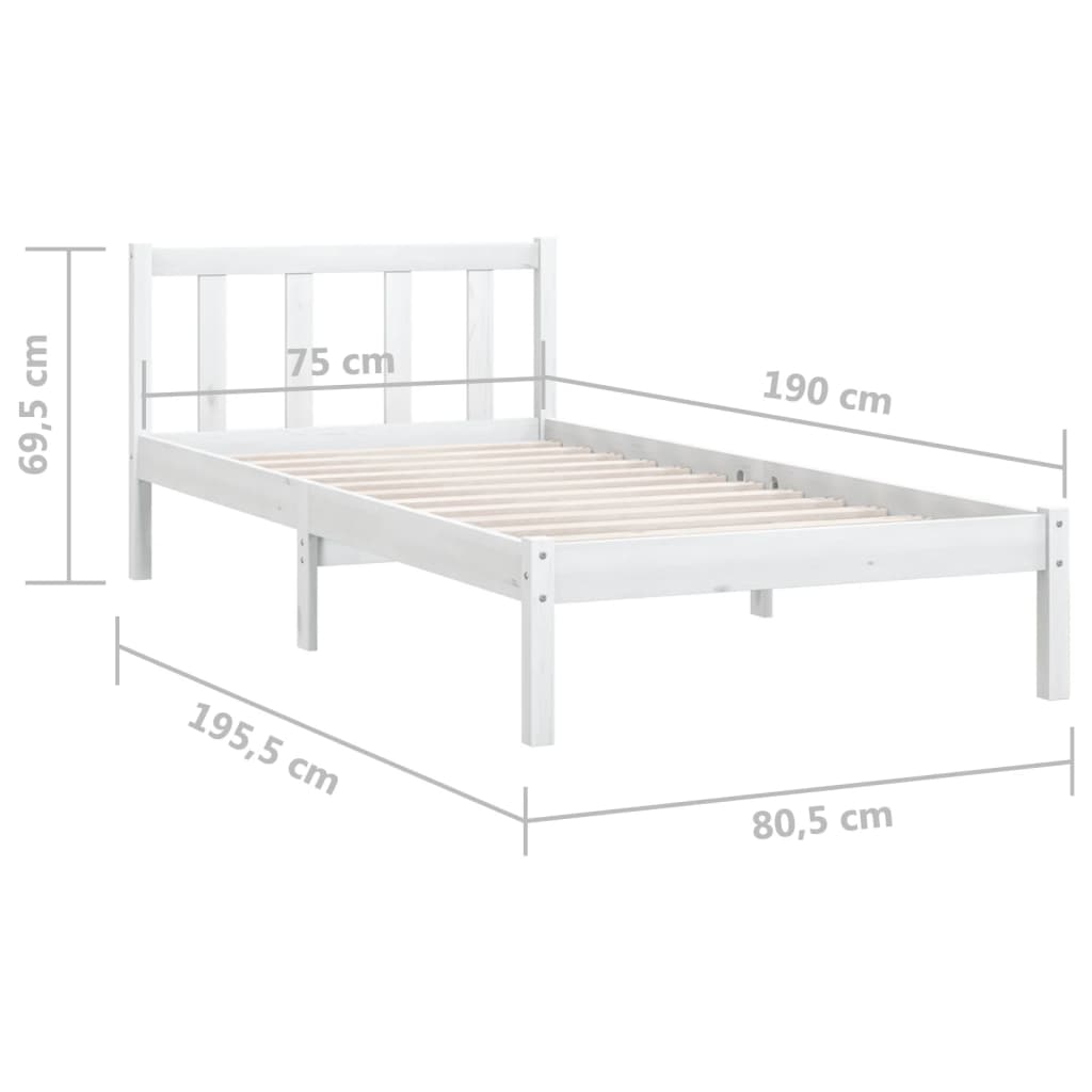 Giroletto in Legno Massello Bianco 75x190 cm Small Single 810043