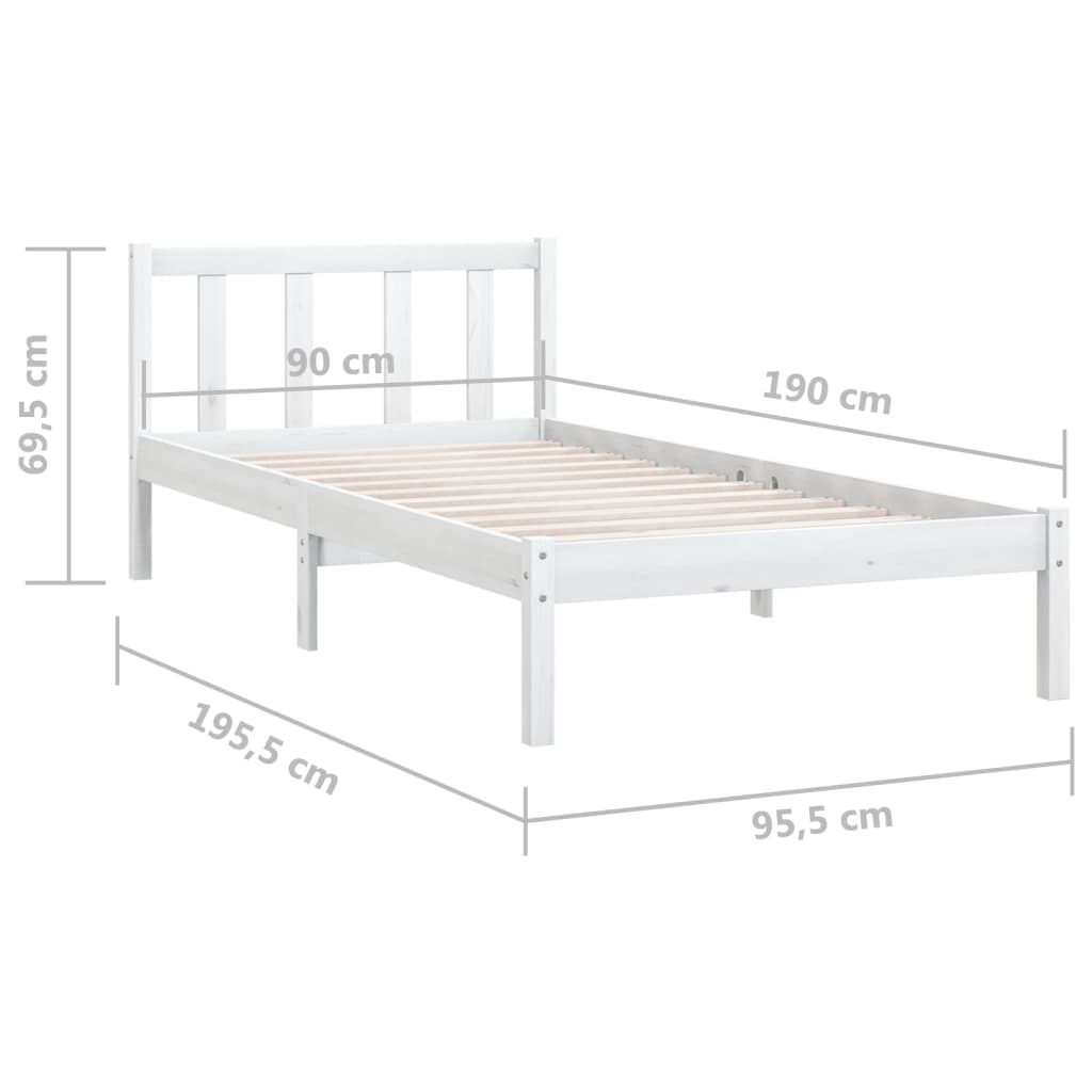 Giroletto Bianco in Legno Massello di Pino 90x190 cm 3FT Single cod mxl 60542